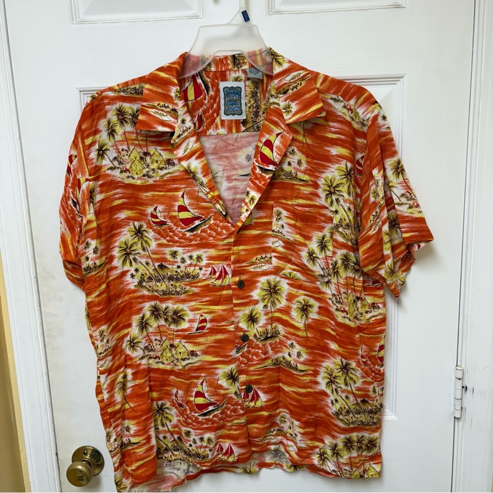 Ocean Current Vibrant Orange Island Shirt‎